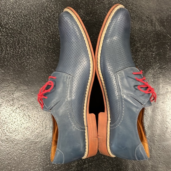 V Italia Men’s Blue Perforated Leather Lace Up Shoes Size 44 - Picture 5 of 12